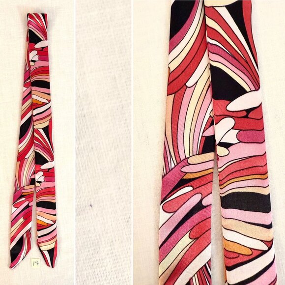 Slim Scarf 34inch Abstract Swirl Print Hair Accessory Pink Red Black No29 - Picture 2 of 8